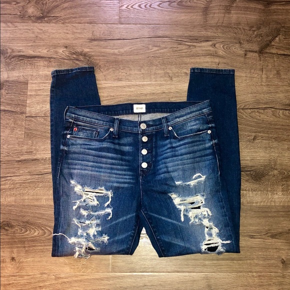 Hudson Ciara Distressed Exposed Button Skinny Jean Size 32 - Picture 5 of 11